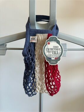 Filt Cotton Mesh Market Bag in Navy, Cream & Red Authentic made in France 🇫🇷
